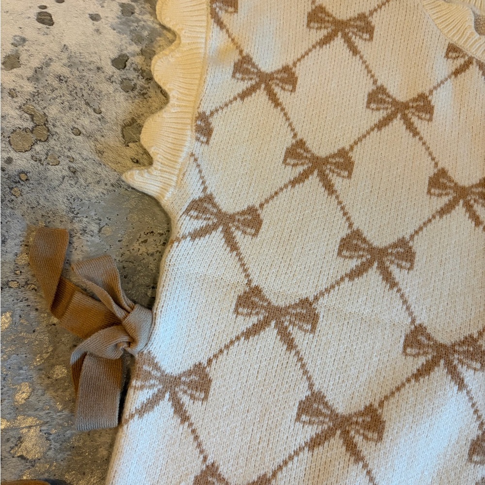 Blu Pepper Cream and Tan Sweater Accented with Side Bows